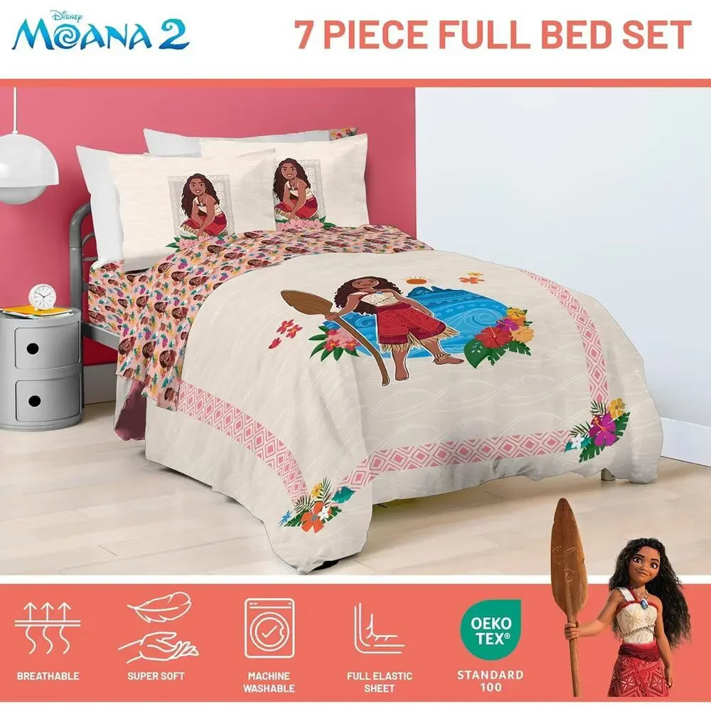 NEW Franco Disney Moana 7 Pc Full Double Comforter & Sheet Set